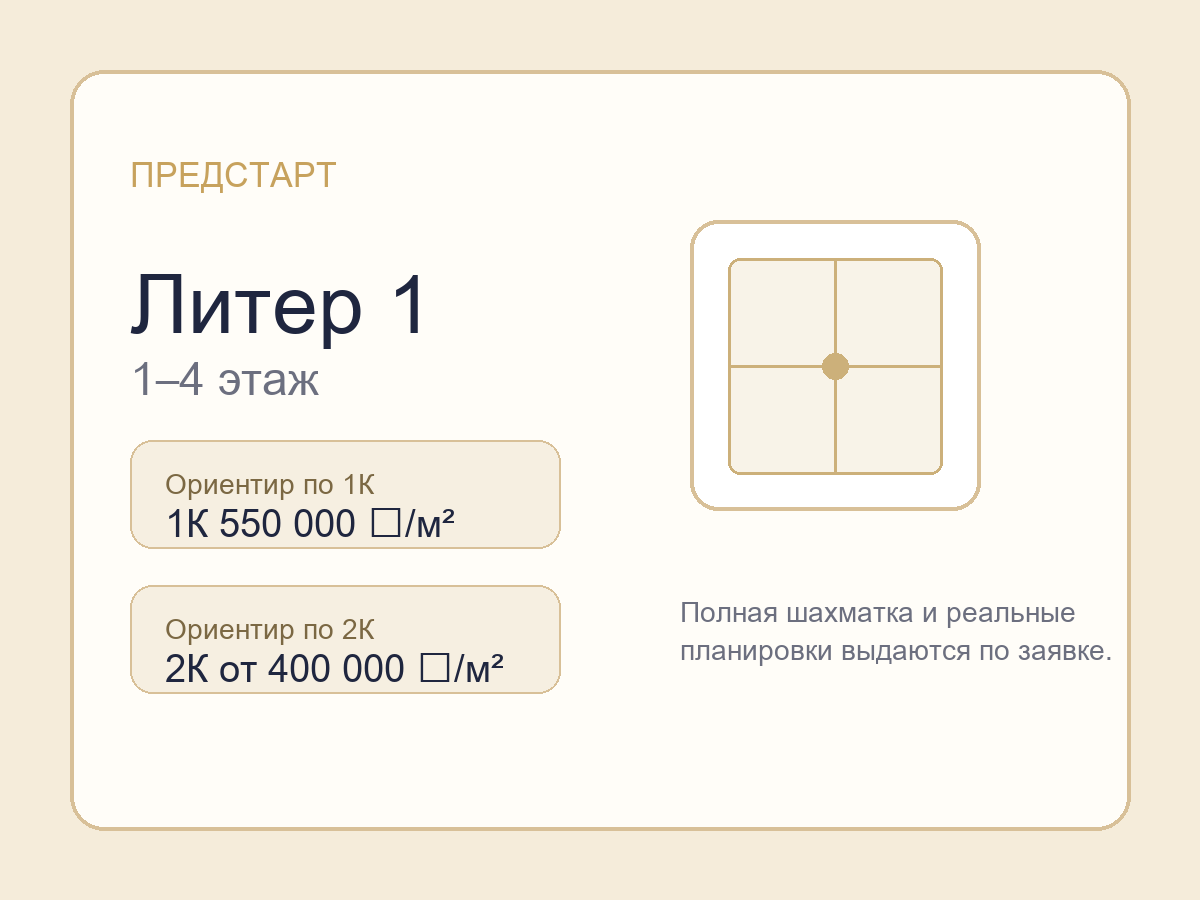 Литер 1 · 1–4 этаж
