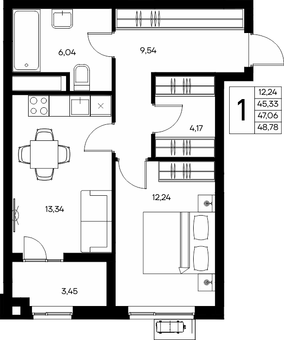 2-комнатная квартира · 48,78 м²